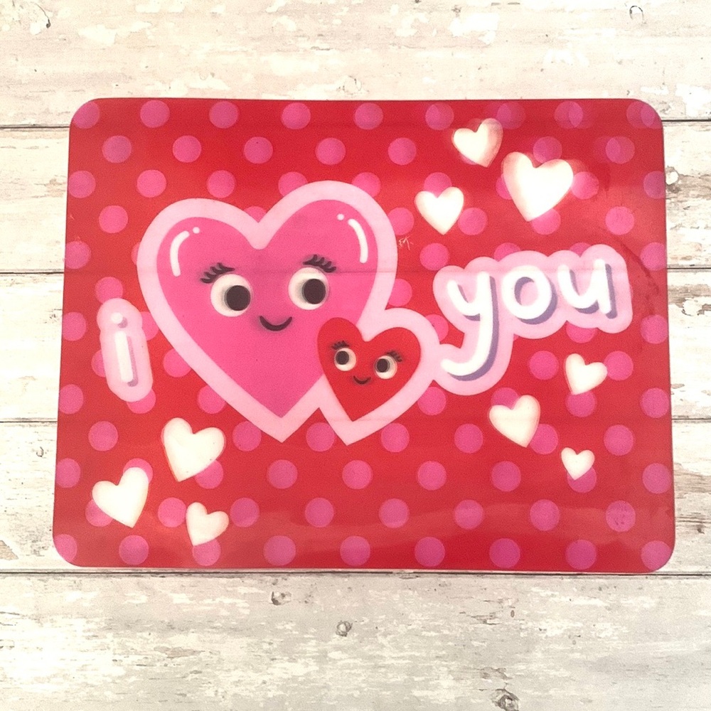 Vinyl Valentines Day Kids Placemat Place Setting Table Decor Red 18in x 18in NEW